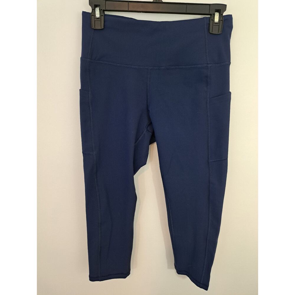Ewedoos Women's Blue Pocketed Capri Leggings Size M Athletic Leggings